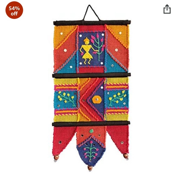 Handloom cotton jacquard handcrafted wall hanging multicolorwall decor tapestry3 - Picture 1 of 8